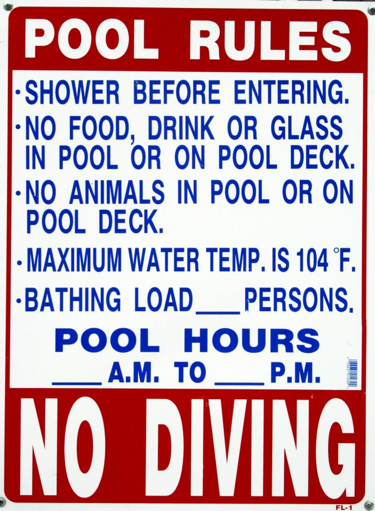 Swimming Rules and Regulations