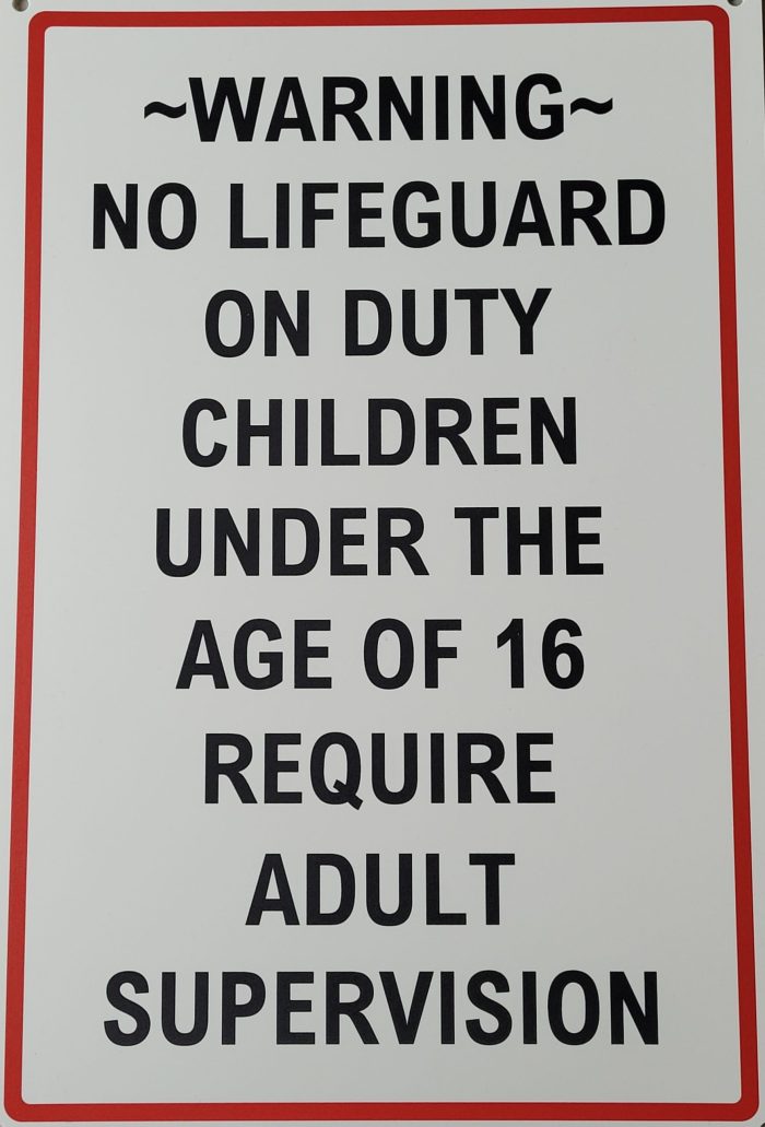 NO LIFEGUARD ON DUTY SIGN
